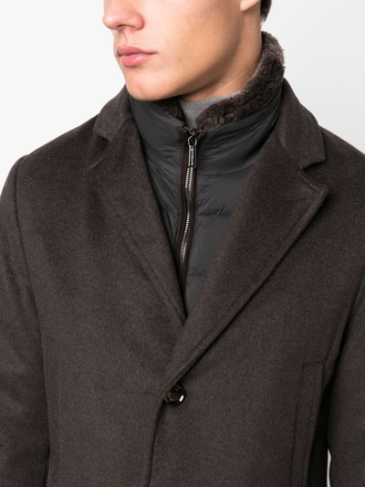 Moorer Single-breasted Notched Coat In Brown