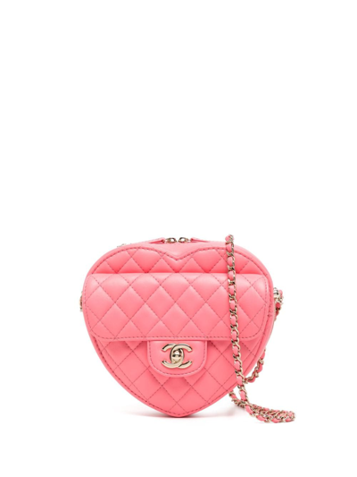 Pre-owned Chanel Heart Crossbody Bag In Pink