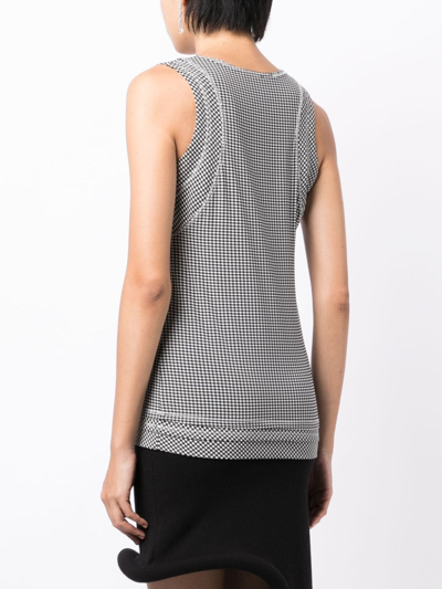 Pre-owned Chanel Cc Houndstooth-pattern Tank Top In Black
