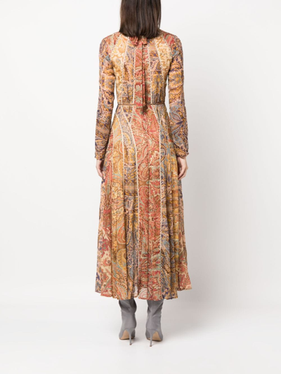 Shop Zimmermann Luminosity Paisley-print Midi Dress In Brown