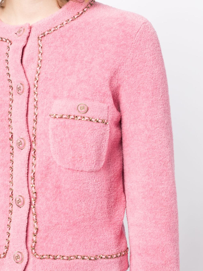 Pre-owned Chanel 2000s Cc-buttons Collarless Jacket In Pink