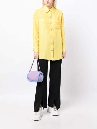 Pre-owned Chanel 1991 Cc-buttons Silk Shirt In Yellow