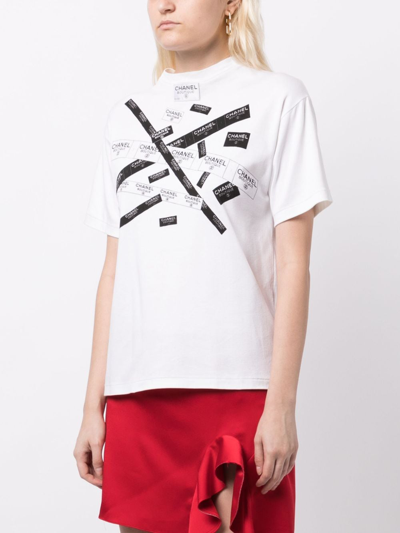 Pre-owned Chanel 2016 Logo-print Cotton T-shirt In White