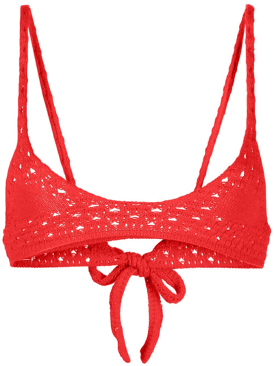Shop Cashmere In Love Hanalei Crochet-knit Bralette In Red