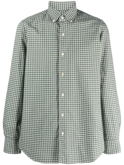 Shop Finamore 1925 Napoli Check-print Cotton Shirt In Green