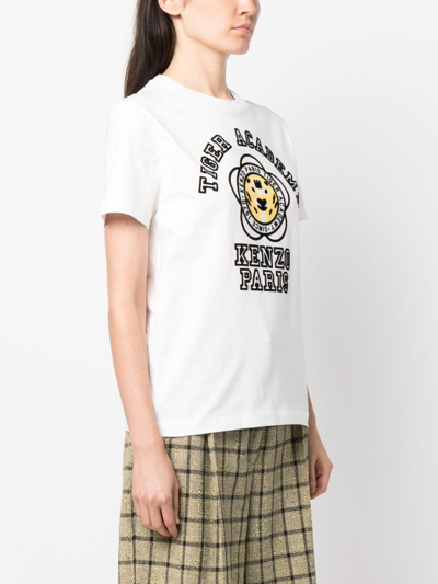Shop Kenzo Tiger Academy Cotton T-shirt In White