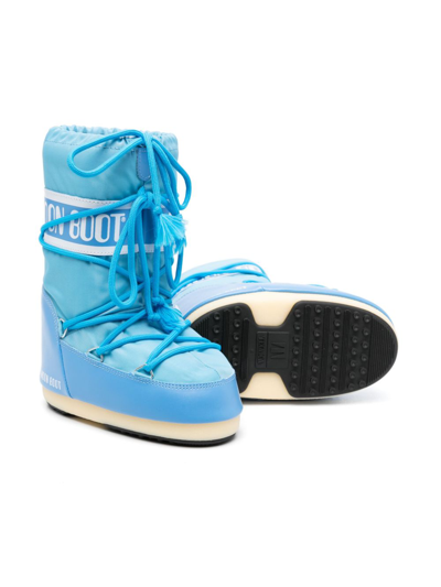 Shop Moon Boot Icon Logo-tape Snow Boots In Blue