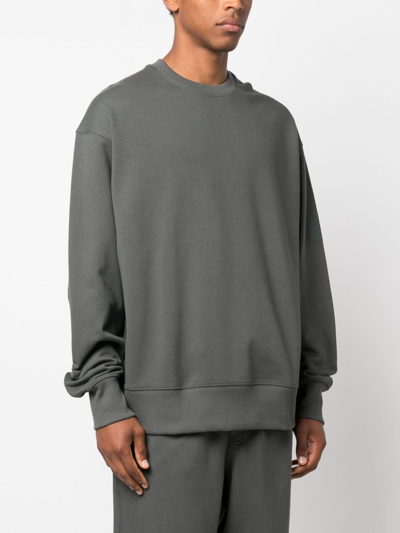Y-3 Logo-print Organic-cotton Sweatshirt In Green