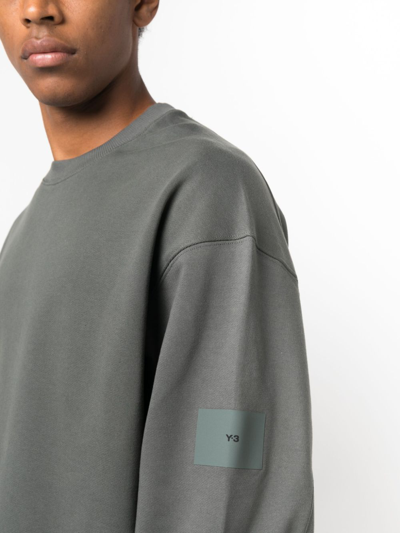 Y-3 Logo-print Organic-cotton Sweatshirt In Green
