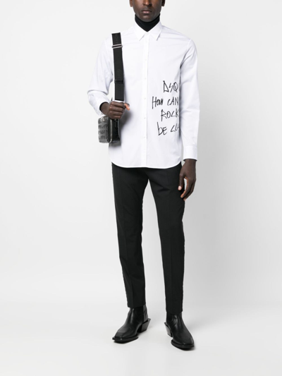 Shop Dsquared2 Graphic-print Cotton Shirt In White