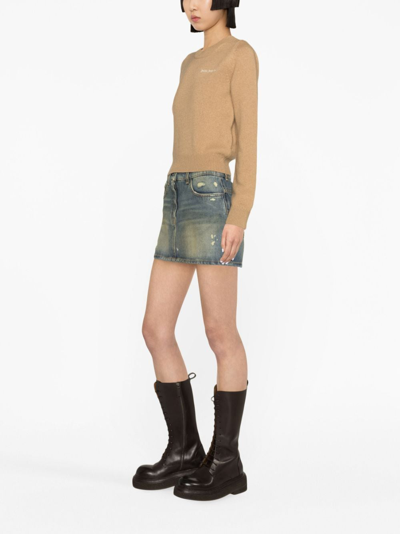 Shop Palm Angels Synthetic Fibers Knitwear In Camel Color