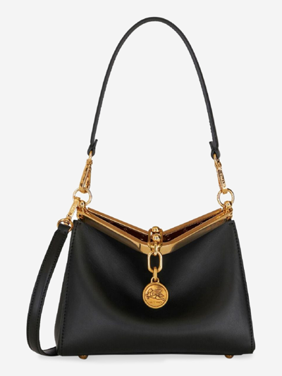 Shop Etro Leather Shoulder Bag In Black