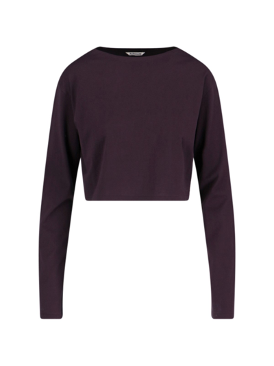 Shop Auralee Crop Sweater In Brown