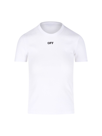 Shop Off-white Ribbed T-shirt In White