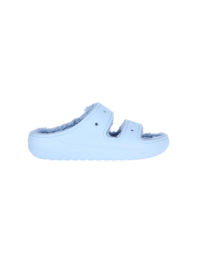 Shop Crocs "classic Cozzzy" Sandals In Light Blue