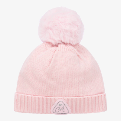 Shop A Dee Girls Pink Knitted Pom-pom Hat