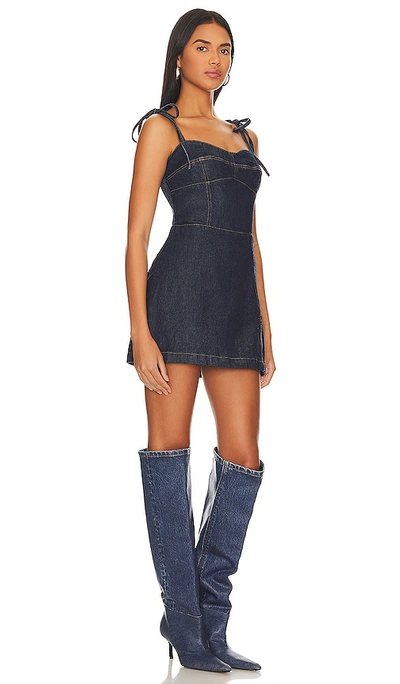 Amanda Uprichard Taylor Denim Skort Romper In Blue