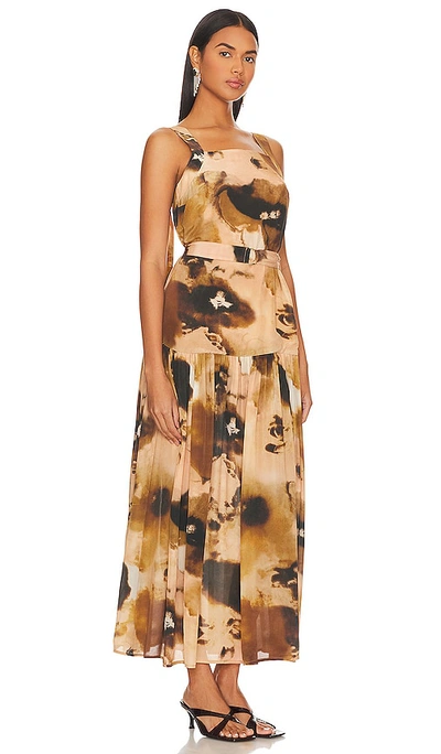 Shop Karina Grimaldi Topaz Print Midi Dress In Brown
