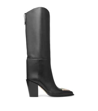 Shop Jimmy Choo Cece 80 Leather Knee-high Boots In Multi