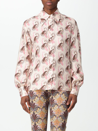 Shop Etro Shirt In Silk With Paisley Print In Pink