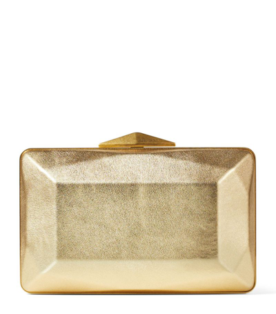 Shop Jimmy Choo Leather Diamond Box Clutch Bag In Gold