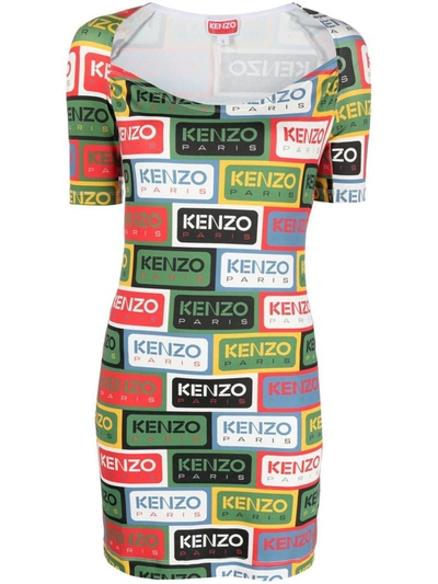 Shop Kenzo Paris Label Bodycon Dress Clothing In Mu Multicolor