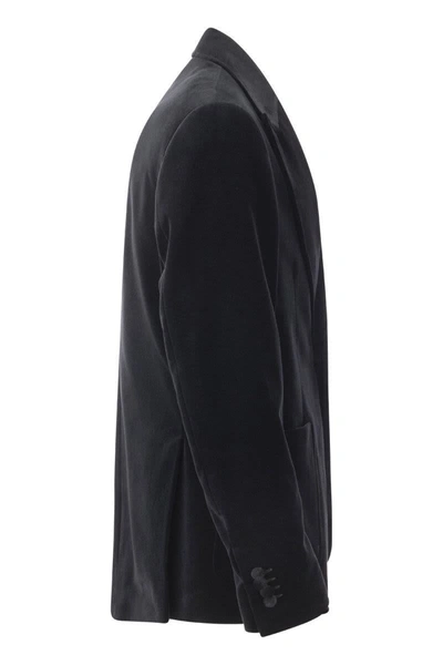 Shop Lardini Velvet Jacket In Black