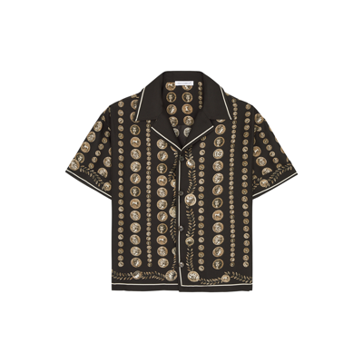 Shop Dolce & Gabbana Kids Printed Silk-satin Shirt (4-6 Years) In Black