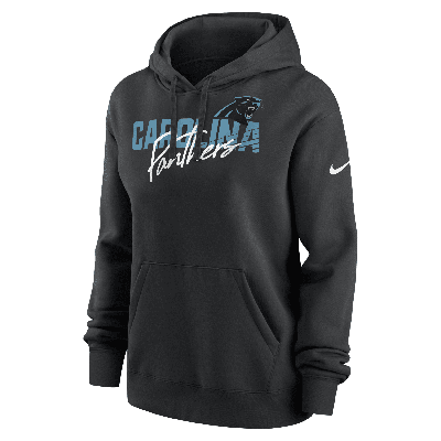 Shop Nike Women's Wordmark Club (nfl Carolina Panthers) Pullover Hoodie In Black