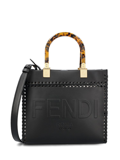 Shop Fendi Sunshine Small Shoulder Bag In Black