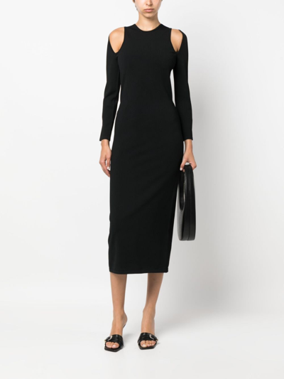 Shop Dsquared2 Cut-out Ribbed-knit Midi Dress In Schwarz