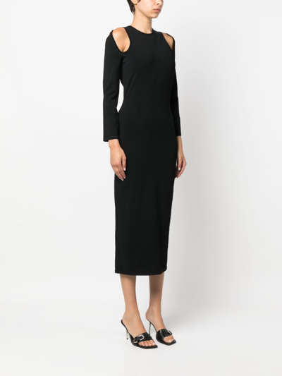 Dsquared2 Cut-out Ribbed-knit Midi Dress In Schwarz