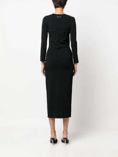 Shop Dsquared2 Cut-out Ribbed-knit Midi Dress In Schwarz