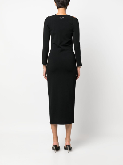 Dsquared2 Cut-out Ribbed-knit Midi Dress In Schwarz