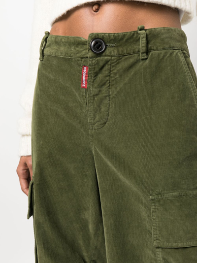 Shop Dsquared2 Gathered-detail Corduroy Trousers In Green