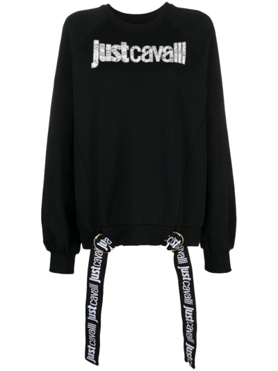 Shop Just Cavalli Logo-print Cotton Sweatshirt In Black
