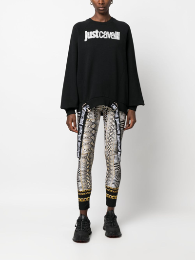 Shop Just Cavalli Logo-print Cotton Sweatshirt In Black