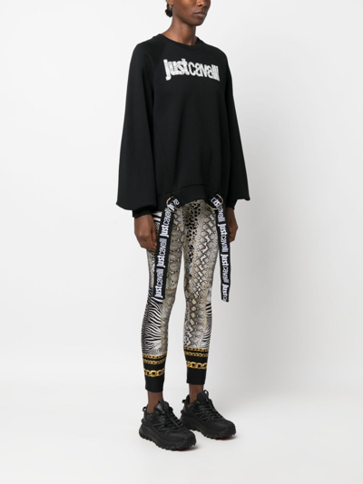 Shop Just Cavalli Logo-print Cotton Sweatshirt In Black