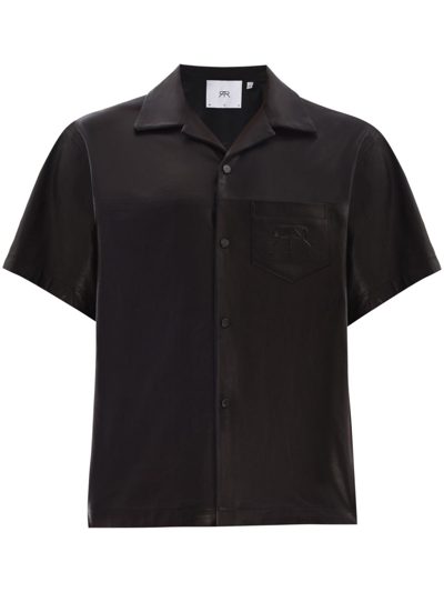 Shop Rta Short-sleeve Leather Shirt In Schwarz