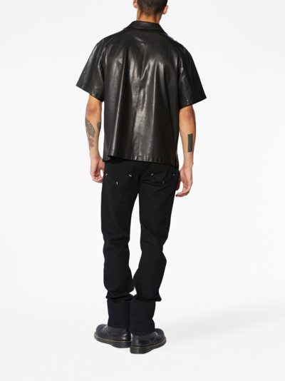Shop Rta Short-sleeve Leather Shirt In Schwarz
