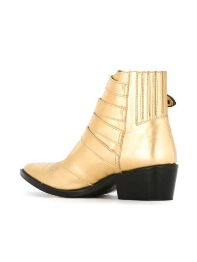 Shop Toga Embossed Buckled Boots In Metallic