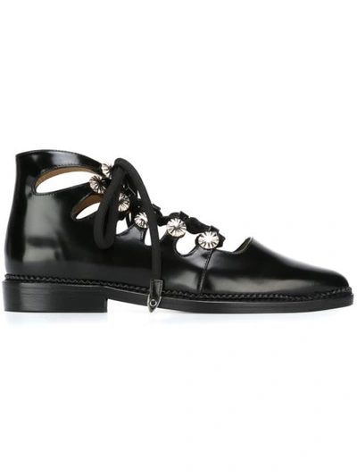 Shop Toga Cut-out Lace-up Ankle Boots In Black