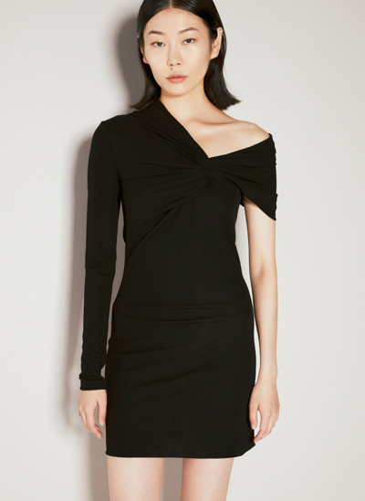 Shop Saint Laurent Knot Mini Dress In Black