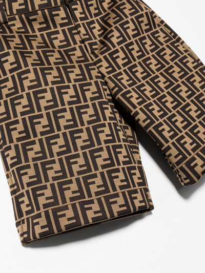 Fendi Bermuda Con Logo All-over In Marrone