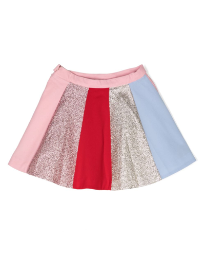 Shop Hucklebones London Glitter-detail Striped Skirt In Red