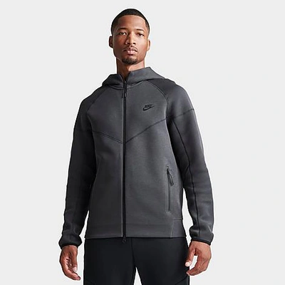 Shop Nike Men's Tech Fleece Windrunner Full-zip Hoodie In Anthracite/black