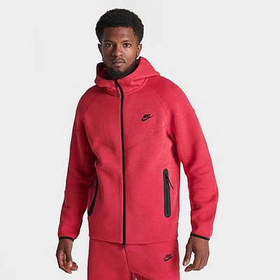 Shop Nike Men's Tech Fleece Windrunner Full-zip Hoodie In Light University Red Heather/black
