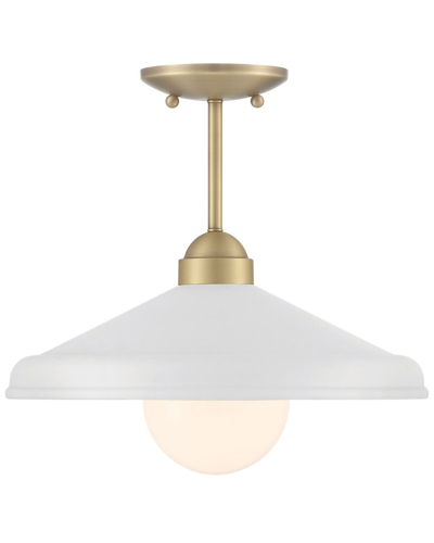 Lumanity Brooks Matte White 14in Semi-flush Mount Ceiling Barn Light In White