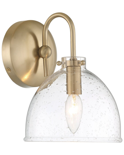 Shop Lumanity Quinn Seeded Glass 7in Dome Antique Brass Wall Sconce Light In Gold