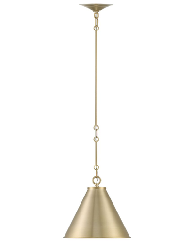 Shop Lumanity Lincoln Tapered Metal 11in Dome Antique Brass Pendant Light In Gold